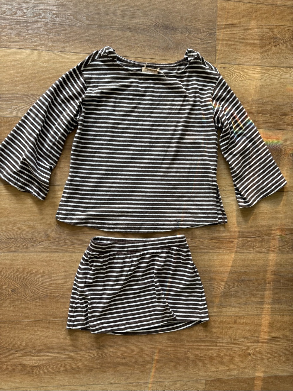 Free People brown & White Striped Set